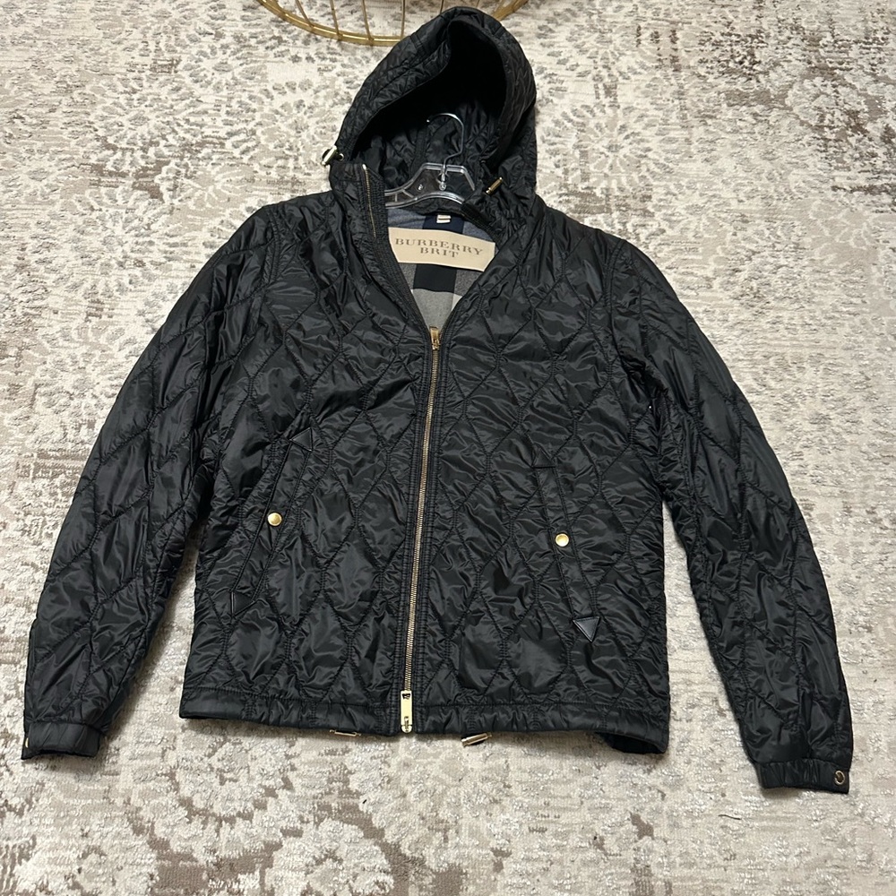 Burberry Brit Black and Gold Quilted Jacket with Hood - Picture 10 of 17